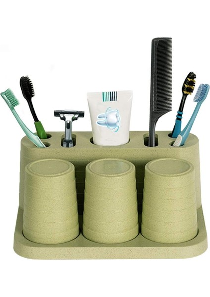 Banyo Diş Fırçası Diş Macunu Tutucu Standı Organizatör Plastik Depolama Raf Seti 3 Renk (Yeşil) (Yurt Dışından)