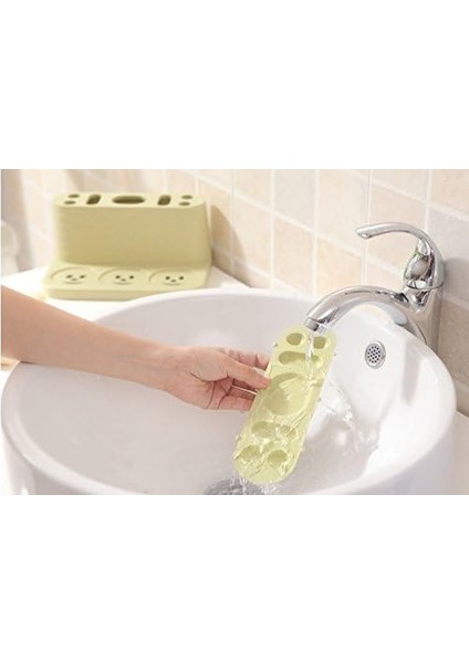 Banyo Diş Fırçası Diş Macunu Tutucu Standı Organizatör Plastik Depolama Raf Seti 3 Renk (Yeşil) (Yurt Dışından)