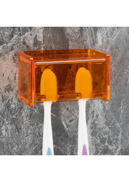 Banyo Için Kapaklı Duvara Monte Diş Fırçası Tutucu, Duş Için 2 Yuvalı Diş Fırçası Depolama Düzenleyici, Yurt Için Kendinden Yapışkanlı Diş Fırçası Askı Rafı, Dolap (Turuncu) (Yurt Dışından)