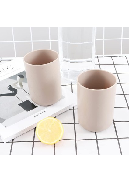 Diş Fırçalığı 2 Parça, Banyo Diş Fırçalığı Kabı, Makyaj Fırçası Braketi, Aksesuar Düzenleyici ve Diş Fırçası Braketi (Kahverengi ve Kahverengi) (Yurt Dışından)