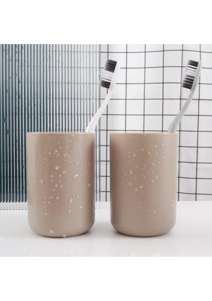 Diş Fırçalığı 2 Parça, Banyo Diş Fırçalığı Kabı, Makyaj Fırçası Braketi, Aksesuar Düzenleyici ve Diş Fırçası Braketi (Kahverengi ve Kahverengi) (Yurt Dışından)