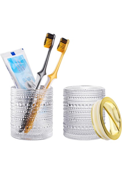 Banyolar Için Diş Fırçası Tutucuları,şeffaf Cam Diş Fırçası ve Diş Macunu TUTUCU,10OZ Banyo Bardak ve Gargara Bardağı,diş Fırçası Için Banyo Saklama Kabı,makyaj Fırçası(Şeffaf) (Yurt Dışından)