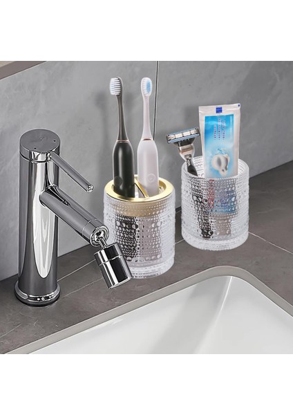 Banyolar Için Diş Fırçası Tutucuları,şeffaf Cam Diş Fırçası ve Diş Macunu TUTUCU,10OZ Banyo Bardak ve Gargara Bardağı,diş Fırçası Için Banyo Saklama Kabı,makyaj Fırçası(Şeffaf) (Yurt Dışından)