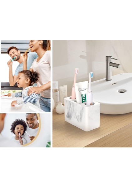 Diş Fırçası Tutucu, 3 Yuvalı Elektrikli Diş Fırçası ve Diş Macunu Tutucu, Banyo Tezgahı Depolama Banyo Aksesuarları Vanity Counter Organizer Caddy Için Diş Fırçası Standı - Çakıl B (Yurt Dışından)