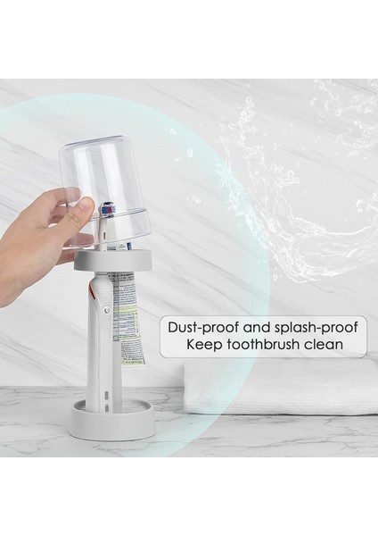 Banyo Için Yüksekliği Ayarlanabilir Diş Fırçalığı, Diş Fırçası Kabı ile Diş Fırçalığı Standı, Geleneksel ile Uyumlu, Elektrikli Diş Fırçaları, Diş Macunu Saklama (Beyaz) (Yurt Dışından)
