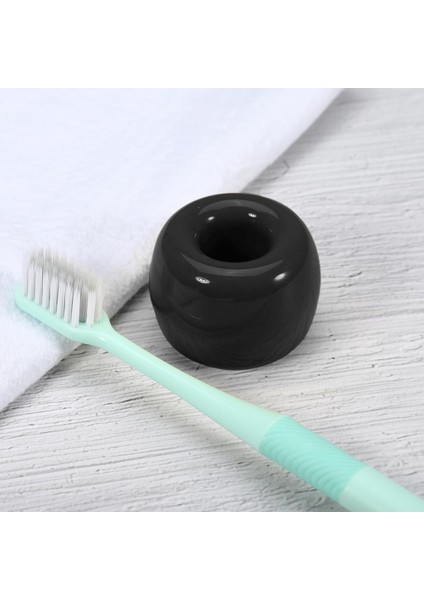 Diş Fırçalığı, Yuvarlak Mini Seramik Diş Fırçalığı Elektrikli Diş Fırçalığı, Siyah, 1.65"x1.18", Banyo Için (Yurt Dışından)