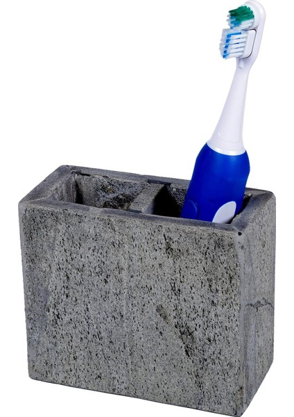Doğal Kayrak Taşı Dikdörtgen Diş Fırçası Tutucu Makyaj Fırça Tutucu Banyo Tezgahı Organizatör, 2,5" x 4,5" x 4" H, Gri (Yurt Dışından)