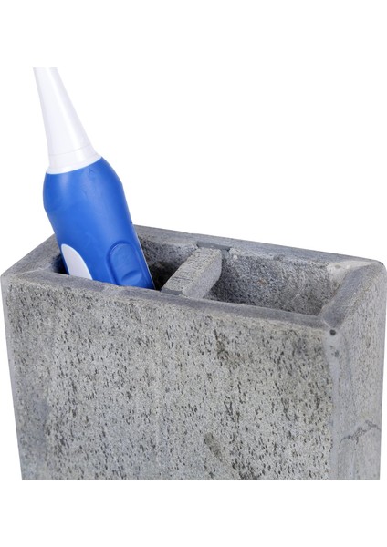 Doğal Kayrak Taşı Dikdörtgen Diş Fırçası Tutucu Makyaj Fırça Tutucu Banyo Tezgahı Organizatör, 2,5" x 4,5" x 4" H, Gri (Yurt Dışından)