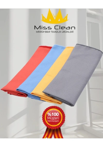 Missclean(3 Adet)Mikrofiber Cam ve Ayna Bezi Genel Temizlik Bezleri Renkli 40*40 cm