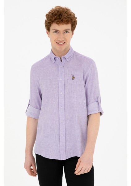 Erkek Lila Gömlek Desenli 50283699-VR034