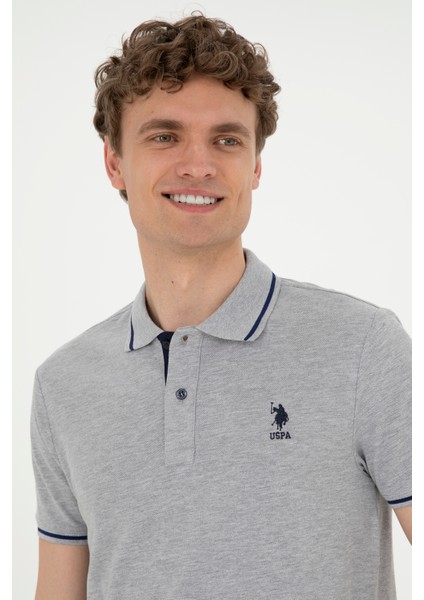 U.S. Polo Assn. Erkek Gri Melanj Basic T-Shirt 50284631-VR086