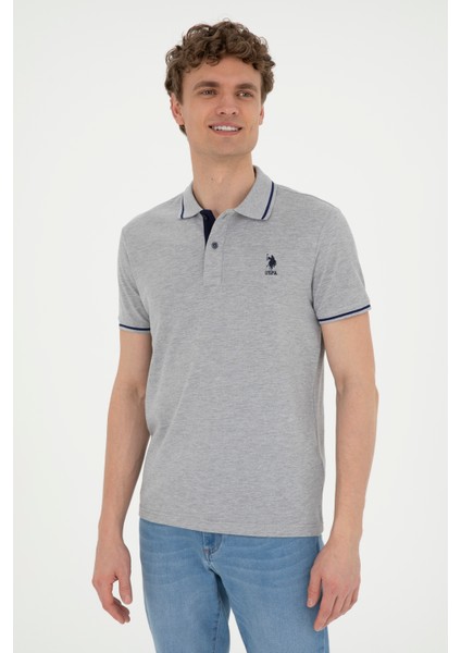 U.S. Polo Assn. Erkek Gri Melanj Basic T-Shirt 50284631-VR086