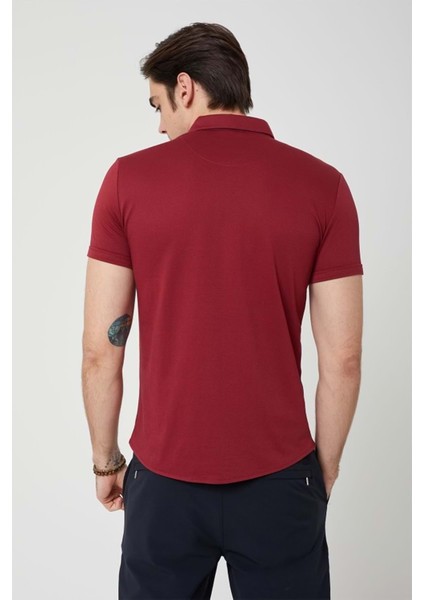 Coonless Erkek Kısa Kol Slim Fit Kırmızı Gömlek modelleri