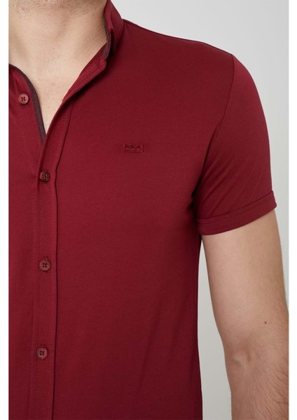 Coonless Erkek Kısa Kol Slim Fit Kırmızı Gömlek fırsatları