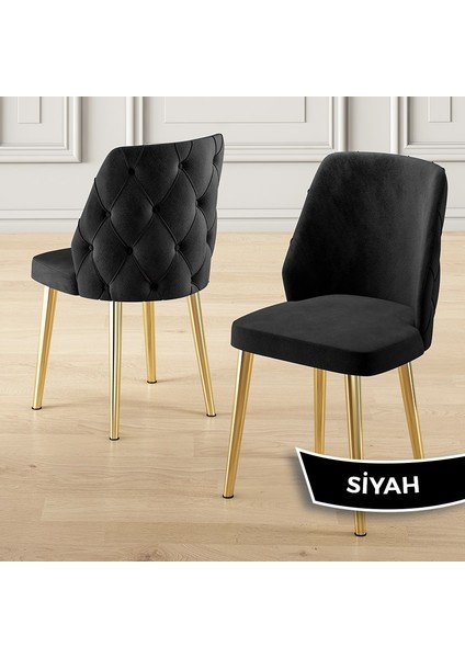 Afe Serisi 90X168 Lak Panel Antrasit Ironi Gold Ayak Masa Takımı 6 Sandalye