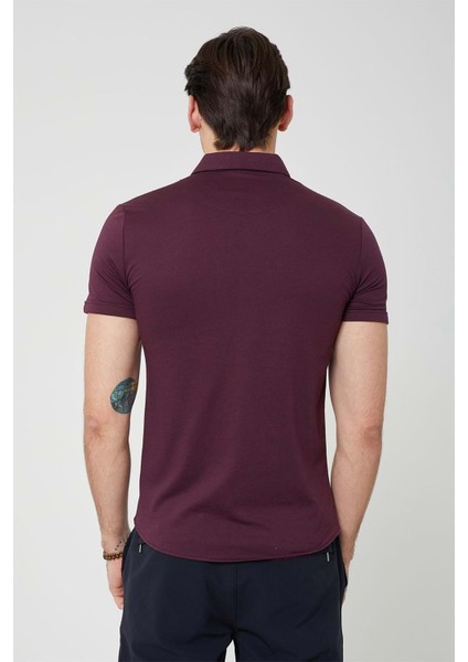 Coonless Erkek Kısa Kol Slim Fit Bordo Gömlek fırsatları