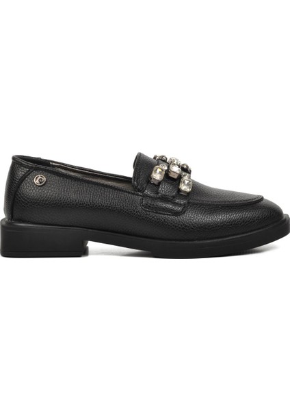 Pierre Cardin PC-53150 Siyah Floter Kadın Taşlı Loafer Ayakkabı