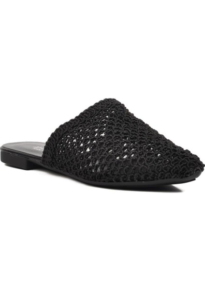 335166 Siyah Örgülü Kadın Sabo Terlik
