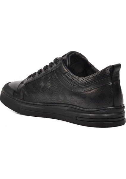 10206 Siyah Hakiki Deri Erkek Sneaker