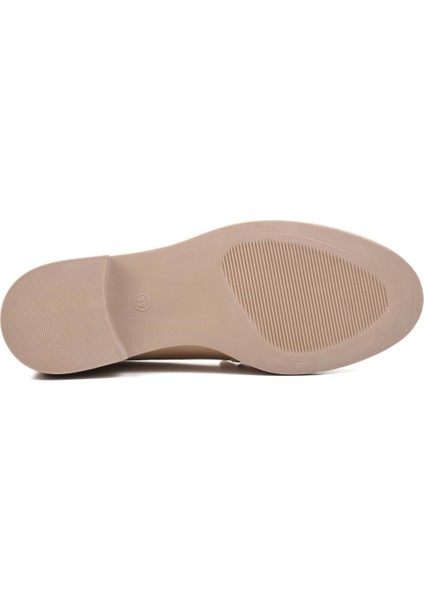 418066 Bej Taşlı Kadın Loafer Ayakkabı