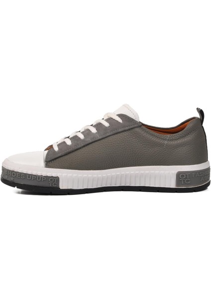 152-15076 Gri-Beyaz Hakiki Deri Erkek Sneaker modelleri