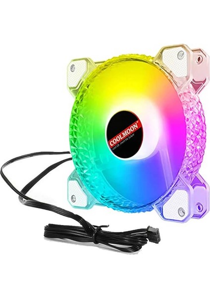 Coolmoon 12CM Rgb P Kasa Fanı Kristal Elmas Yüzey - 6pin Soğutucu Fan ( Kontrolcü Olmadan Çalışmaz )