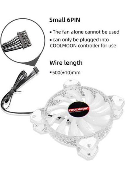 Coolmoon 12CM Rgb P Kasa Fanı Kristal Elmas Yüzey - 6pin Soğutucu Fan ( Kontrolcü Olmadan Çalışmaz )