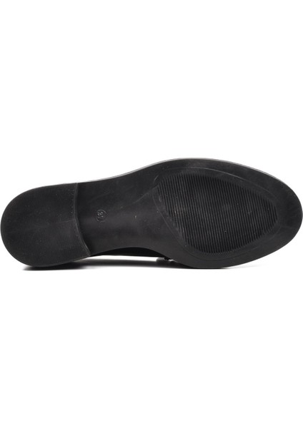 418066 Siyah Taşlı Kadın Loafer Ayakkabı