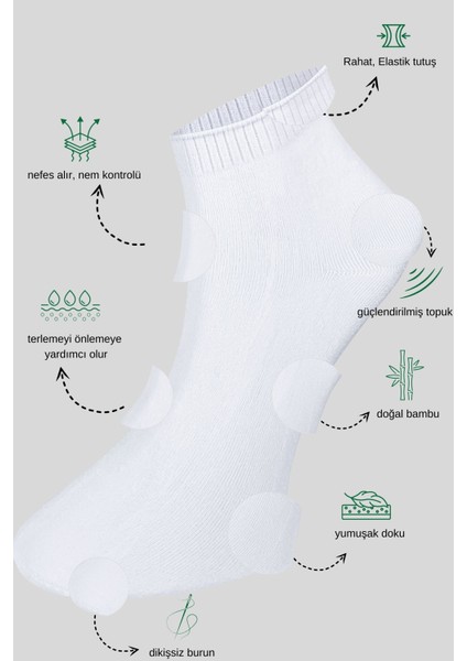 Kral Socks Erkek Bambu Patik Düz Desen (5 Çift) Dikişsiz Çorap