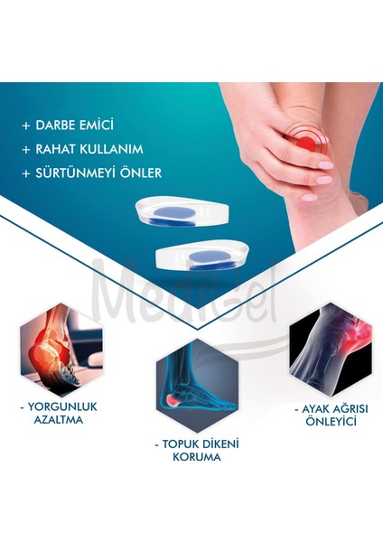 MG03 - Silikon Topuk Desteği | Topuk Dikeni Için Yumuşak Ortopedik Topuk Pedi, Şok Emici Gizli Jel