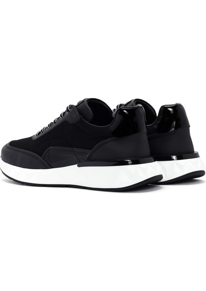 Erkek Siyah Bağcıklı Deri Sneaker indirimleri