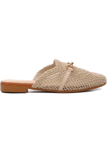 PC-53128 Bej Kadın Örgülü Terlik fiyatları