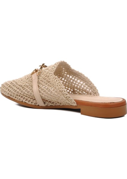 PC-53128 Bej Kadın Örgülü Terlik fırsatları
