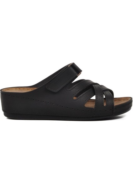 09-977 Siyah Kadın Dolgu Topuk Terlik fiyatları