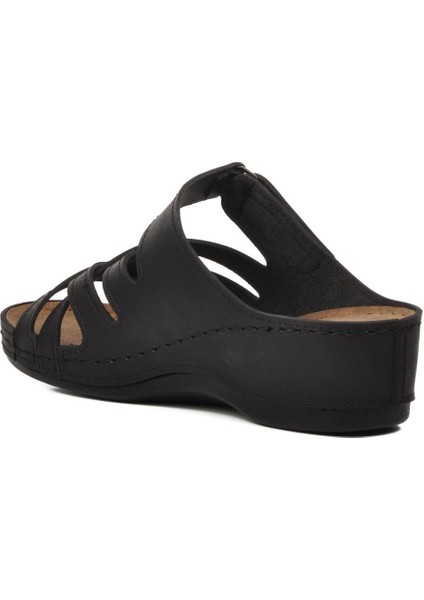 09-977 Siyah Kadın Dolgu Topuk Terlik fırsatları