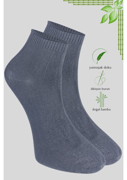 Kral Socks Erkek Bambu Patik Düz Desen Dikişsiz Çorap 3 Çift