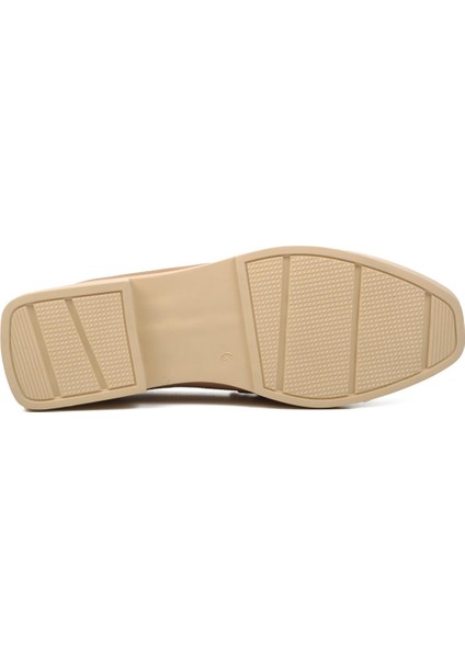 Pierre Cardin PC-53150 Bej Nubuk Kadın Taşlı Loafer Ayakkabı