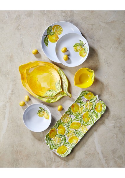 Capri Sarı Melamin Servis Tabağı 48 cm