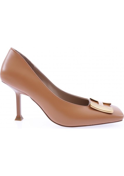 8063-22K Kadin Köşeli Burun H Toka Kadeh Topuklu Ayakkabi