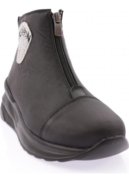 M844 Kadin Silver Taşli Yazi Detayli Kürklü Önden Fermuarli Bot fiyatları