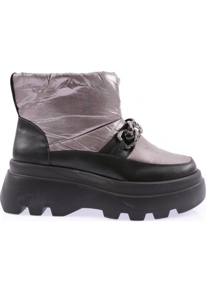 ES808 Kadin Kalin Zincir Aksesuarli Inci Taşli Bot
