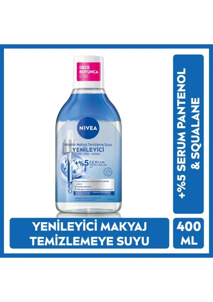 Yenileyici Micellar Makyaj Temizleme Suyu, Serum İçerikli, Pantenol, Yorgun Görünen Ciltler 400 ml