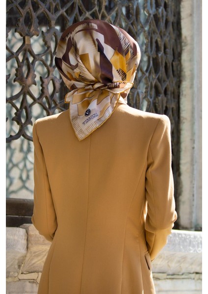 Twill Ipek Eşarp Gold/sütlü Kahve