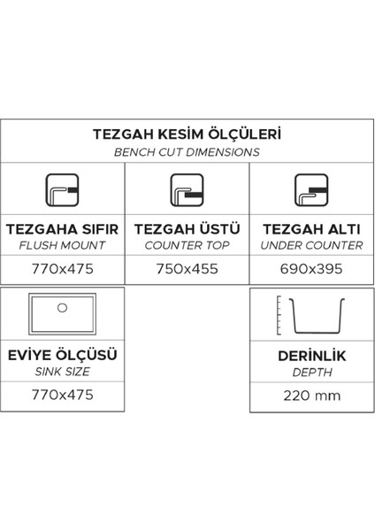 Real Stone Granit Eviye K013 Gordıon 77 (77 x 47,5)