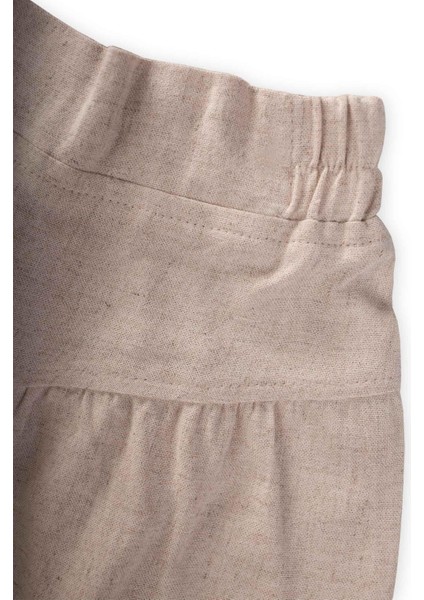 Korsajlı Büzgülü Keten Pantolon 2-7 Yaş Naturel fırsatları