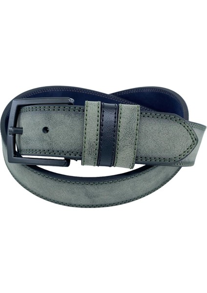 Haki Yeşil Süet Suni Deri Çift Dikişli Model 4 Cm.lik Unisex Spor Kemer - 9010-10 modelleri