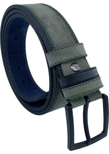 Haki Yeşil Süet Suni Deri Çift Dikişli Model 4 Cm.lik Unisex Spor Kemer - 9010-10 indirimleri