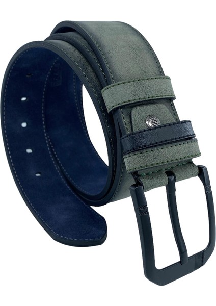 Haki Yeşil Süet Suni Deri Dikişli Model 4.5 Cm.lik Unisex Spor Kemer - 4510-10