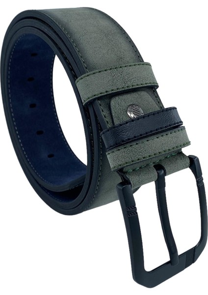 Haki Yeşil Süet Suni Deri Dikişli Model 4.5 Cm.lik Unisex Spor Kemer - 4510-10