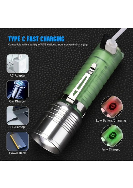 ŞARJ EDİLEBİLİR HEM FENER HEM ORTAM AYDINLATMALI 5 FONKSİYONLU ÖN KISIM LAZER LED MIKNATISLI KLİPSLİ fiyatları